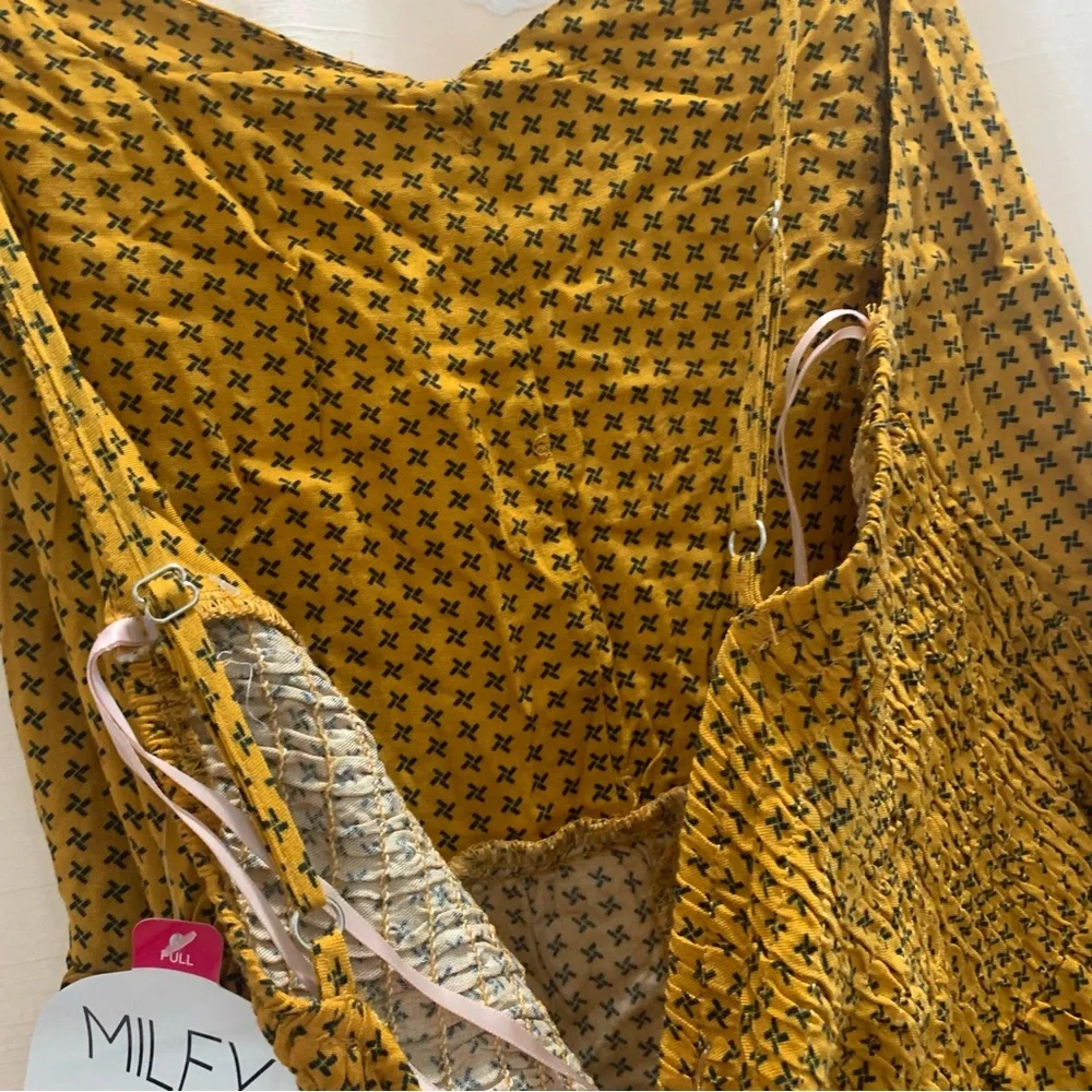 Mustard Yellow Printed Romper NWT